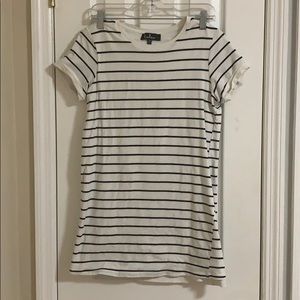 Cafe Society Black and Cream Striped Shirt Dress